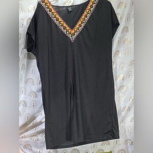 🎆 3/$10 SHEIN Black Top with Multicolor Embroidery